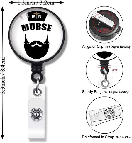 Funny Murse Male Nurse Badge Reel Retractable with Alligator Clip, Funny ID Badge Holder Gift for Men Veterinarian Doctors Nurses Colleagues（White） in Kuwait