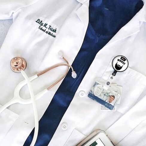 Funny Murse Male Nurse Badge Reel Retractable with Alligator Clip, Funny ID Badge Holder Gift for Men Veterinarian Doctors Nurses Colleagues（White） in Kuwait