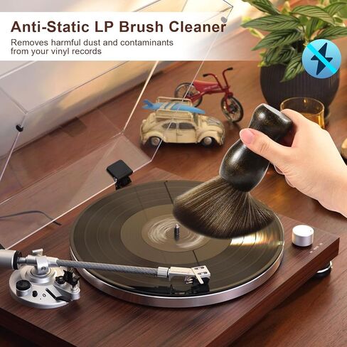 2 Pack Vinyl Turntable Wood Record Cleaning Brushes,Anti-Static Record Brush for Vinyl Albums LP CD Cartridge/Camera Lens/Computer Screen/Keyboard/Character Models in Saudi Arabia