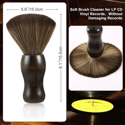 2 Pack Vinyl Turntable Wood Record Cleaning Brushes,Anti-Static Record Brush for Vinyl Albums LP CD Cartridge/Camera Lens/Computer Screen/Keyboard/Character Models in Saudi Arabia