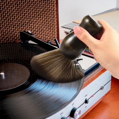 2 Pack Vinyl Turntable Wood Record Cleaning Brushes,Anti-Static Record Brush for Vinyl Albums LP CD Cartridge/Camera Lens/Computer Screen/Keyboard/Character Models in Saudi Arabia
