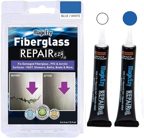 MagicEzy Fiberglass RepairEzy (أبيض) - مجموعة إصلاح الألياف الزجاجية في أنبوب - قارب، حمام سباحة، حوض استحمام، لوح ركوب الأمواج - دش من الألياف الزجاجية والأكريليك، حمام، حوض استحمام ساخن، زورق، جت سكي، قارب in Saudi Arabia