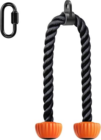 SELEWARE Triceps Rope with Non-Slip Soft Rubber Ends Home Gym Cable Attachment Workout Accessories 28 & 36 inches Long LAT Pulldown Attachment Black and Oranger in Saudi Arabia