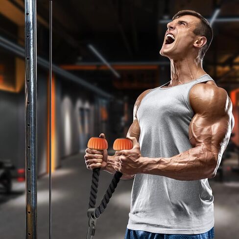 SELEWARE Triceps Rope with Non-Slip Soft Rubber Ends Home Gym Cable Attachment Workout Accessories 28 & 36 inches Long LAT Pulldown Attachment Black and Oranger in Saudi Arabia