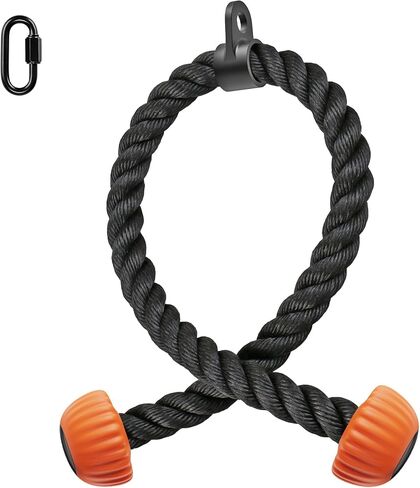 SELEWARE Triceps Rope with Non-Slip Soft Rubber Ends Home Gym Cable Attachment Workout Accessories 28 & 36 inches Long LAT Pulldown Attachment Black and Oranger in Saudi Arabia