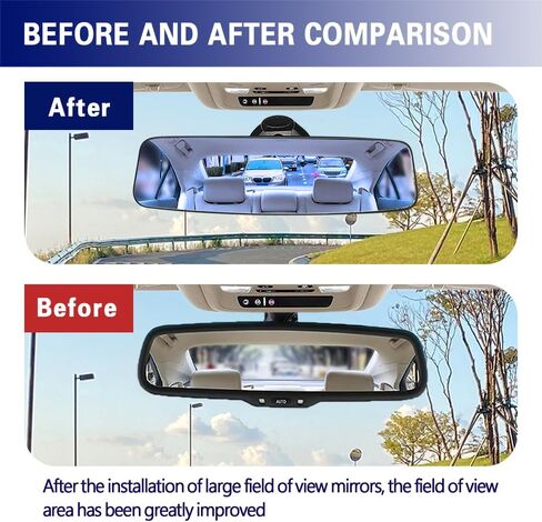 Car Rear View Mirror, 12Inch Interior Clip-on Wide Angle Convex Rear View Mirror, Car Accessories HD Wide Angle Extended Curved Mirror to Reduce Blind Spot Effectively for More Cars in Saudi Arabia