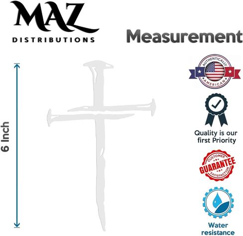Cross of Nails Decal Sticker | Cars Trucks Vans SUVs Windows Walls Cups Laptops | White| Cross of Nail White) MAZ-427 in Saudi Arabia