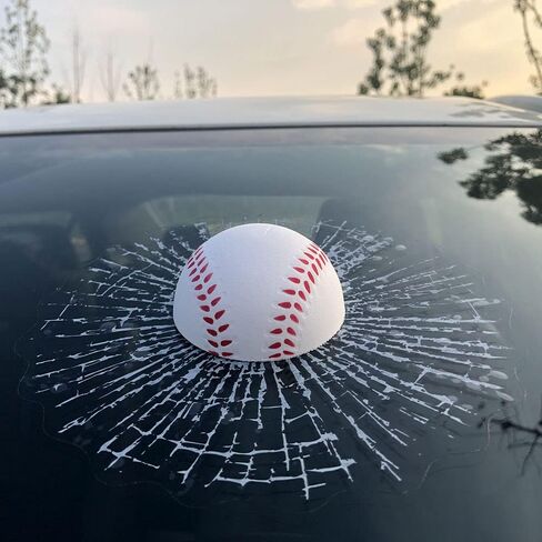 3D Prank Tricky Creative Glass Window Stickers Funny Auto Car Styling Ball Hits Car Body Window Sticker Self Adhesive Decal Accessories (Baseball) in Kuwait