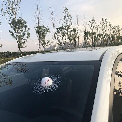 3D Prank Tricky Creative Glass Window Stickers Funny Auto Car Styling Ball Hits Car Body Window Sticker Self Adhesive Decal Accessories (Baseball) in Kuwait