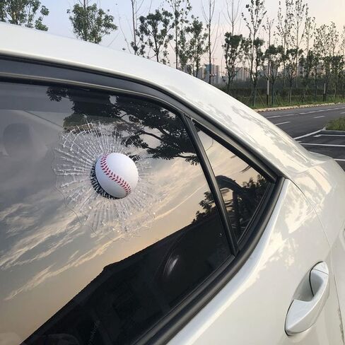 3D Prank Tricky Creative Glass Window Stickers Funny Auto Car Styling Ball Hits Car Body Window Sticker Self Adhesive Decal Accessories (Baseball) in Kuwait