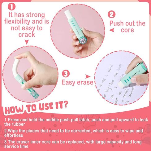 12 Packs Cat Paw Shaped Retractable Pencil Eraser Cute Rubber for Kids Cyan White Orange Pink Erasers Kawaii Eraser Aesthetic Erasers Portable Push Pull Rubber Eraser for Students Office School in Saudi Arabia