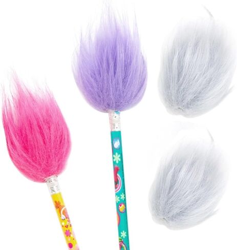 Unique Trolls Pencil Toppers - Assorted Colors, 4 Pcs in Saudi Arabia