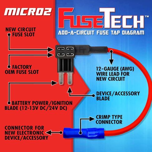 FuseTech 12 AWG Micro2 APT ATR 17 قطعة مجموعة متنوعة من مصهرات السيارات وحاملاتها (2 محولات صنبور مصهر إضافية للدائرة، 14 مصهر Micro 2 + ساحب مصهر) 5A 7.5A 10A 15A 20A 25A 30A in Saudi Arabia