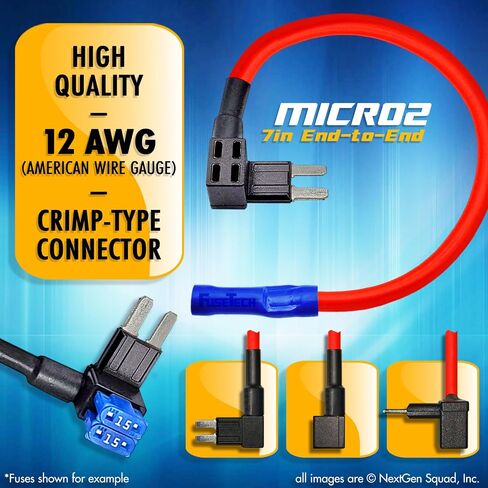 FuseTech 12 AWG Micro2 APT ATR 17 قطعة مجموعة متنوعة من مصهرات السيارات وحاملاتها (2 محولات صنبور مصهر إضافية للدائرة، 14 مصهر Micro 2 + ساحب مصهر) 5A 7.5A 10A 15A 20A 25A 30A in Saudi Arabia