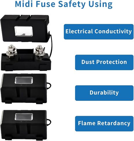 حامل فيوز AMI/Midi ممتاز 60 فولت - حامل فيوز مضمن مع غطاء 3 قطع، حامل فيوز مثبت بمسامير للأسفل لصمامات AMI/Midi، مطبق في السيارات والشاحنات والمركبات الهندسية والقوافل in Kuwait
