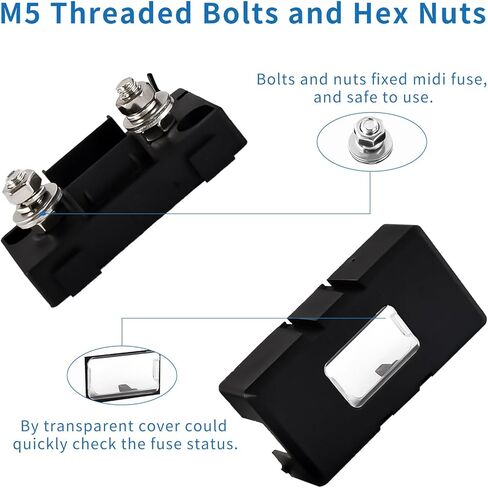 حامل فيوز AMI/Midi ممتاز 60 فولت - حامل فيوز مضمن مع غطاء 3 قطع، حامل فيوز مثبت بمسامير للأسفل لصمامات AMI/Midi، مطبق في السيارات والشاحنات والمركبات الهندسية والقوافل in Kuwait
