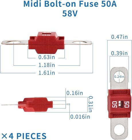 Premium AMI/Midi Fuse Holder 60V - Inline Fuse Holder with Cover 3 Pieces, Bolt-Down Fuse Holder for AMI/Midi Fuses, Applicated in Automotive, Trucks, Engineer Vehicles, and Caravans in Saudi Arabia