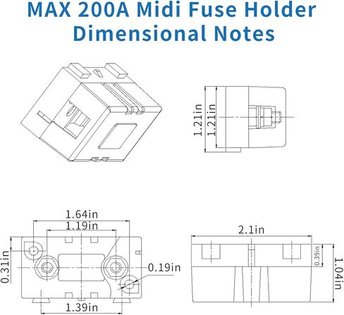 حامل فيوز AMI/Midi ممتاز 60 فولت - حامل فيوز مضمن مع غطاء 3 قطع، حامل فيوز مثبت بمسامير للأسفل لصمامات AMI/Midi، مطبق في السيارات والشاحنات والمركبات الهندسية والقوافل in Kuwait