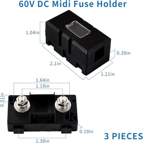 حامل فيوز AMI/Midi ممتاز 60 فولت - حامل فيوز مضمن مع غطاء 3 قطع، حامل فيوز مثبت بمسامير للأسفل لصمامات AMI/Midi، مطبق في السيارات والشاحنات والمركبات الهندسية والقوافل in Kuwait