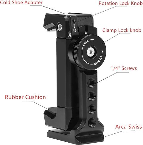 حامل ثلاثي للهاتف معدني مع حذاء بارد، إصدار بزاوية 360 درجة وزوايا مائلة، متوافق مع حامل حامل ثلاثي الأرجل لهاتف iPhone، محول مشبك للهواتف الذكية من سامسونج، حامل مشبك للهاتف الخلوي، حامل جهاز فيديو in Kuwait