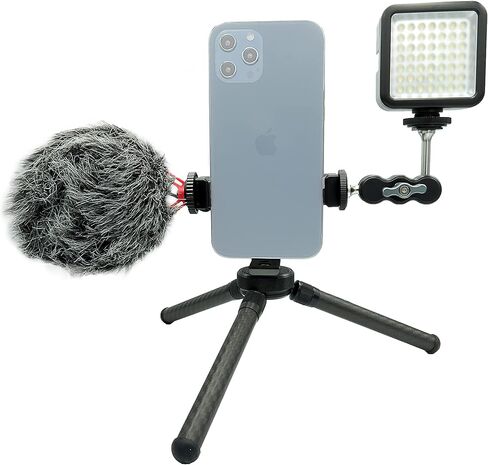 حامل ثلاثي للهاتف معدني مع حذاء بارد، فتحة لولبية 1/4 بوصة و3/8 بوصة ومنفذ أركا، محول حامل ثلاثي للهواتف الذكية لحامل الهاتف الخلوي iPhone Samsung، حامل ثلاثي للهاتف الذكي للبث المباشر للفيديو in Kuwait