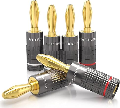 BlueRigger Banana Plugs 12 زوجًا / 24 قطعة (برغي مزدوج مغلق) - 24 حزمة موصل سدادات مكبر صوت مطلية بالذهب لسلك مكبر الصوت، ومكبر الصوت، وجهاز الاستقبال، ولوحة حائط الموز، والمسرح المنزلي in Kuwait
