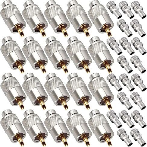 10 عبوات موصل لحام UHF PL259 مع مخفض لـ RG8x، RG8، RG59، LMR-400، RG-213 كابل محوري متحد المحور، مادة التيفلون 50ohm محول RF منخفض الخسارة متوافق مع هوائي راديو هام (10 عبوات) in Kuwait