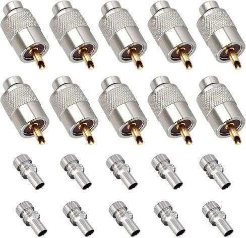10 عبوات موصل لحام UHF PL259 مع مخفض لـ RG8x، RG8، RG59، LMR-400، RG-213 كابل محوري متحد المحور، مادة التيفلون 50ohm محول RF منخفض الخسارة متوافق مع هوائي راديو هام (10 عبوات) in Kuwait