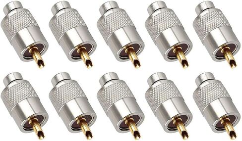 10 عبوات موصل لحام UHF PL259 مع مخفض لـ RG8x، RG8، RG59، LMR-400، RG-213 كابل محوري متحد المحور، مادة التيفلون 50ohm محول RF منخفض الخسارة متوافق مع هوائي راديو هام (10 عبوات) in Kuwait