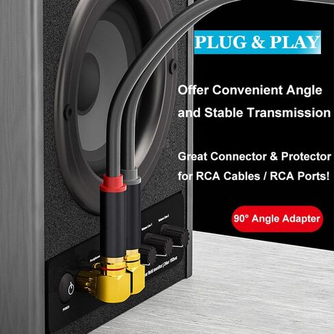 محول الزاوية اليمنى RCA، مطلي بالذهب 8 حزم 90 درجة معدنية RCA ذكر إلى محول موصل أنثى RCA (4 أسود + 4 أحمر) in Saudi Arabia