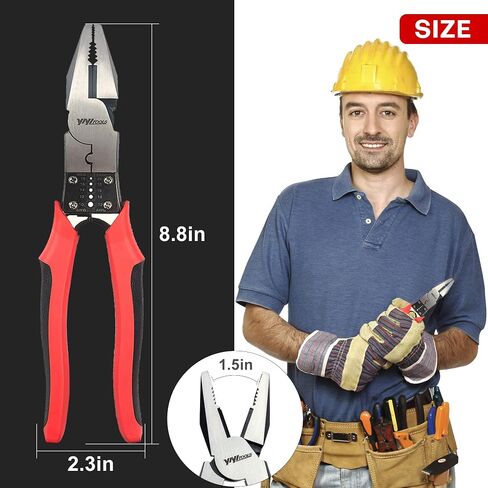 Lineman's Pliers, Combination Pliers with Wire Stripper/Crimper/Cutter Function, Heavy Duty Side Cutting High-Leverage Plier, 8-1/2 inch (HX-1-002) in Saudi Arabia