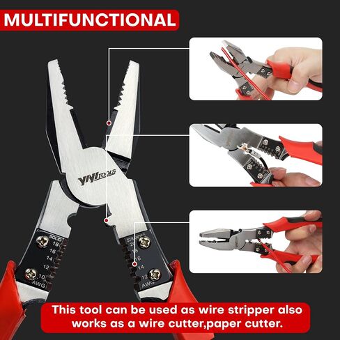 Lineman's Pliers, Combination Pliers with Wire Stripper/Crimper/Cutter Function, Heavy Duty Side Cutting High-Leverage Plier, 8-1/2 inch (HX-1-002) in Saudi Arabia