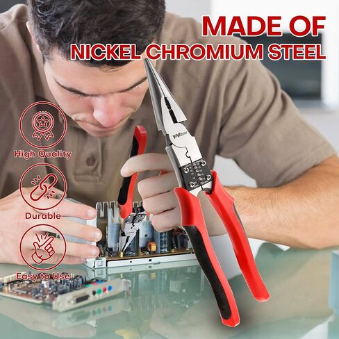 Lineman's Pliers, Combination Pliers with Wire Stripper/Crimper/Cutter Function, Heavy Duty Side Cutting High-Leverage Plier, 8-1/2 inch (HX-1-002) in Kuwait