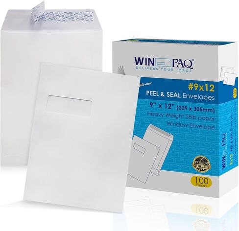 9x12 Open End Window Peel & Seal Envelopes(100Pcs) Perfect for Filing, Storing or Mailing Documents in Kuwait