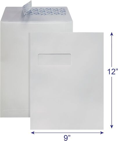 9x12 Open End Window Peel & Seal Envelopes(100Pcs) Perfect for Filing, Storing or Mailing Documents in Kuwait