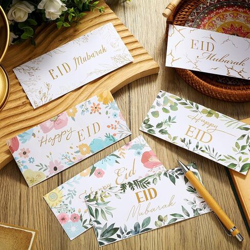 150 Pcs Eid Mubarak Money Envelopes 6.5x2.88 Inch Cash Gift Card Holders Pocket Ramadan Gift Envelopes for Money for Holiday Party Supplies Celebrations Decorations(Natural) in Saudi Arabia