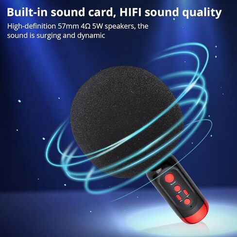 ميكروفون كاريوكي لاسلكي بلوتوث من PROZOR مع مكبر صوت، آلة غناء ميكروفون محمولة، ميكروفونات كاريوكي للأطفال والكبار، الحفلات/KTV/المنزل/Android/iPhone/PC in Kuwait