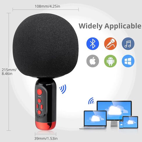 ميكروفون كاريوكي لاسلكي بلوتوث من PROZOR مع مكبر صوت، آلة غناء ميكروفون محمولة، ميكروفونات كاريوكي للأطفال والكبار، الحفلات/KTV/المنزل/Android/iPhone/PC in Kuwait