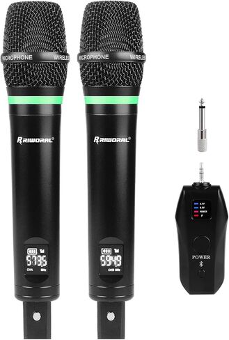 Wireless Microphone System UHF Dual Cordless Dynamic Microphone Karaoke Rechargeable Range 98ft Support Amplifier Speaker Mixer Used 5-10 Hours for Church Preaching Singing (Blue) in Saudi Arabia