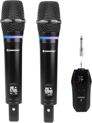 Wireless Microphone System UHF Dual Cordless Dynamic Microphone Karaoke Rechargeable Range 98ft Support Amplifier Speaker Mixer Used 5-10 Hours for Church Preaching Singing (Blue) in Saudi Arabia