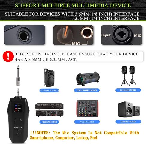 Wireless Microphone System UHF Dual Cordless Dynamic Microphone Karaoke Rechargeable Range 98ft Support Amplifier Speaker Mixer Used 5-10 Hours for Church Preaching Singing (Blue) in Saudi Arabia