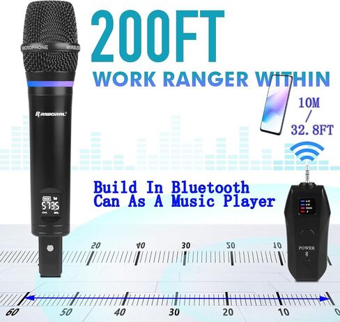 Wireless Microphone System UHF Dual Cordless Dynamic Microphone Karaoke Rechargeable Range 98ft Support Amplifier Speaker Mixer Used 5-10 Hours for Church Preaching Singing (Blue) in Saudi Arabia