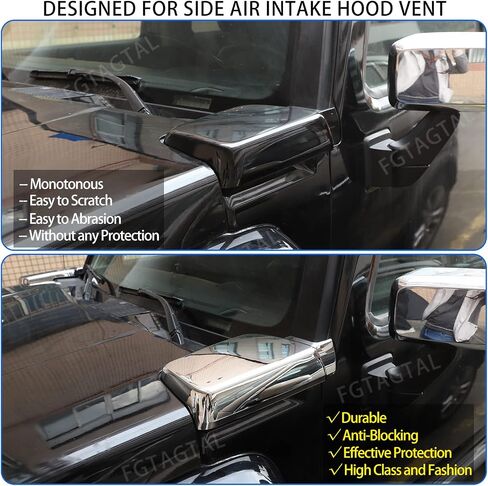 غطاء فتحة التهوية الجانبية لغطاء فتحة التهوية متوافق مع Hummer H3 2005-2009، ملحقات حماية غطاء فتحة التهوية الجانبية ABS، قطعتان (فضي ساطع) in Saudi Arabia