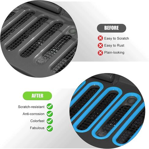 CheroCar Hood Vent Cover Cowl Panel Vent Cover Trim, ABS Exterior Accessories for 2007-2017 Jeep Wrangler JK JKU 2/4-Door,Blue in Kuwait