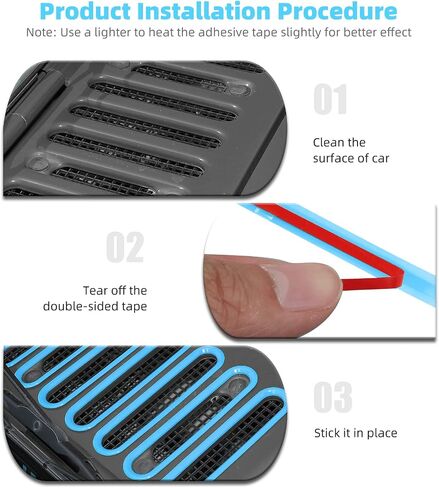 CheroCar Hood Vent Cover Cowl Panel Vent Cover Trim, ABS Exterior Accessories for 2007-2017 Jeep Wrangler JK JKU 2/4-Door,Blue in Kuwait