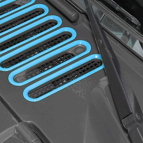 CheroCar Hood Vent Cover Cowl Panel Vent Cover Trim, ABS Exterior Accessories for 2007-2017 Jeep Wrangler JK JKU 2/4-Door,Blue in Kuwait