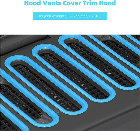 CheroCar Hood Vent Cover Cowl Panel Vent Cover Trim, ABS Exterior Accessories for 2007-2017 Jeep Wrangler JK JKU 2/4-Door,Blue in Kuwait