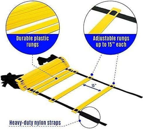 Yes4All 8-12 - 20 Rungs Agility Ladder Speed Training Equipment - Speed Ladder for Kids and Adults with Carrying Bag in Saudi Arabia