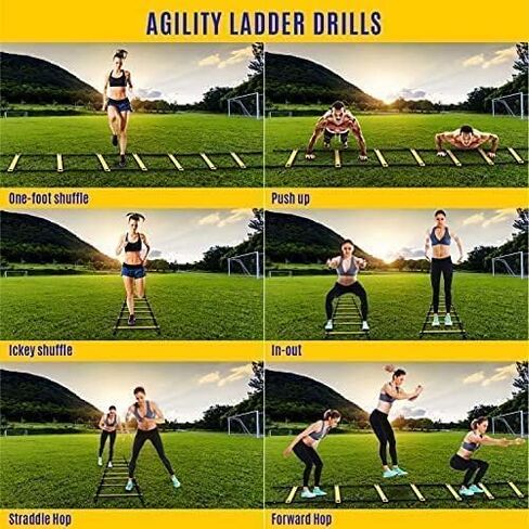Yes4All 8-12 - 20 Rungs Agility Ladder Speed Training Equipment - Speed Ladder for Kids and Adults with Carrying Bag in Saudi Arabia