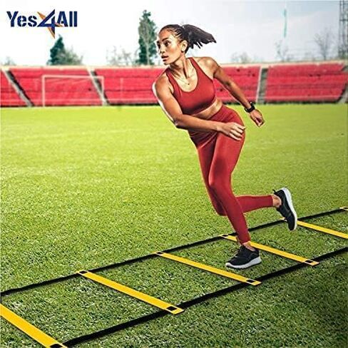 Yes4All 8-12 - 20 Rungs Agility Ladder Speed Training Equipment - Speed Ladder for Kids and Adults with Carrying Bag in Saudi Arabia